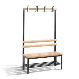 Cabinet cloakroom bench with coat rack and shoe rack, one-sided 