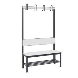 Cabinet cloakroom bench with coat rack and shoe rack, one-sided 