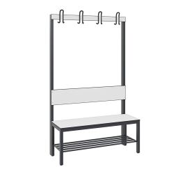 Cloakroom bench with coat rack and shoe rack, one-sided 