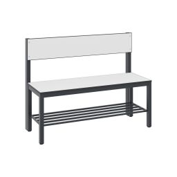 Cabinet cloakroom bench with backrest and shoe rack, single sided 