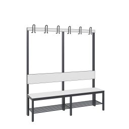 Cloakroom bench with coat rack and shoe rack, one-sided 