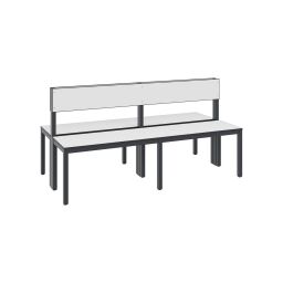 Cloakroom bench with backrest, double-sided