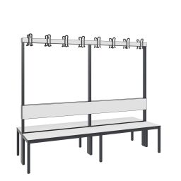 Cloakroom bench with coat rack, double-sided