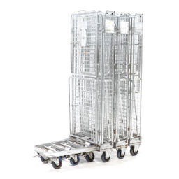 Full security roll cage a-nestable with rubber wheels