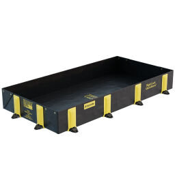 Plastic trays receptacle for IBC and drums fold down construction