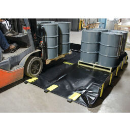 Bac de rétention plastique stockage de fûts ou transicuves (IBC) construction rabattable-pliable