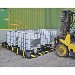 Bac de rétention plastique stockage de fûts ou transicuves (IBC) construction rabattable-pliable
