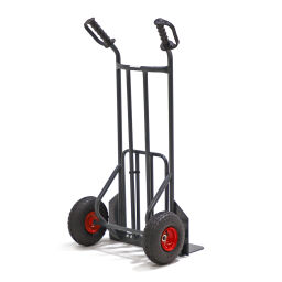 Diable transport acier bavette rabattable pneus 260x80 mm