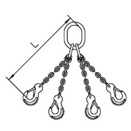 Anschlagkette 4-Sprung mit Klappe und Rückhaltehaken, Ø 8 mm, 3000 kg 