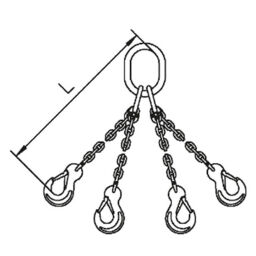 Anschlagkette 4-Sprung mit Sicherheitshaken, Ø 8 mm, 3000 kg 