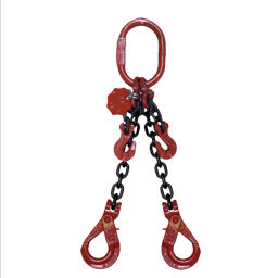 Lifting chain 2-jump with safety and retaining hooks, Ø 8 mm, 2000 kg 