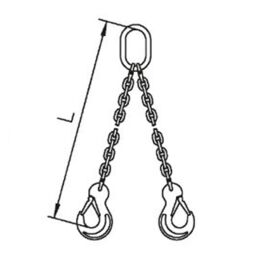 Lifting chain 2-jump with safety and retaining hooks, Ø 8 mm, 2000 kg 