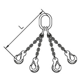 Lifting chain 4-jump with safety and retaining hooks, Ø 8 mm, 3000 kg