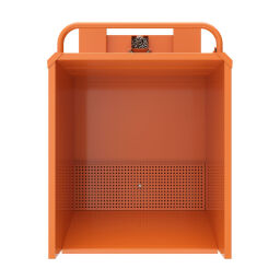 Automatic tilting container on wheels standard