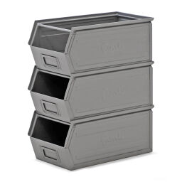 Storage bin steel grip opening